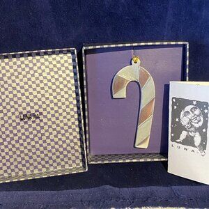 Vintage LUNA 40006 Candy Cane Ornament Handcrafted Using Recycled Aluminum